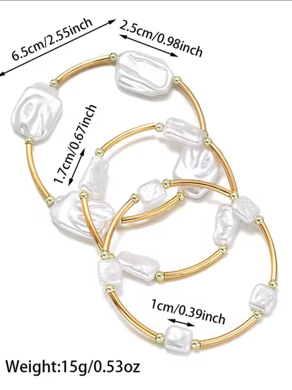 Anthropologie Gold-Tone Bracelet Set with Irregular Pearlescent Stones - White - Picture 5 of 5